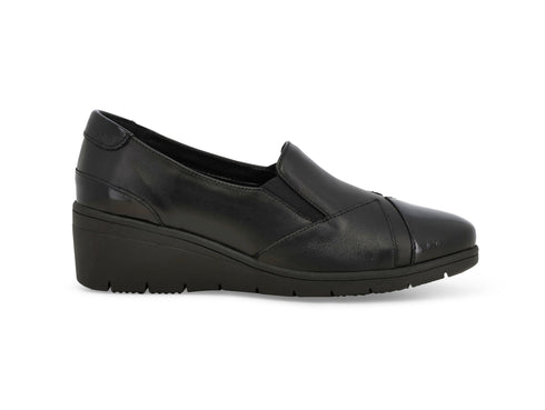 Melluso Mocassino Comfort Nero in Pelle e Vernice con Zeppa K91639-249487